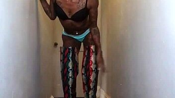 Wedgie and jerk off instructions with long legs and small penis