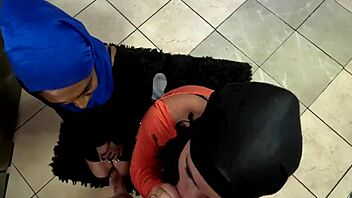 Arab group sex with a white slut and a hijab-wearing partner