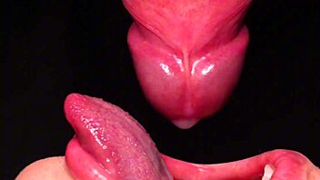 Close up of a big puffy cock and a cum in mouth facial in an Italian setting
