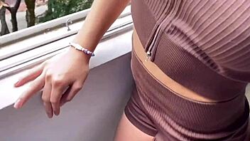 Petite Colombian teen gets hardcore public cock sucking and creampies