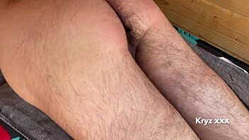 Daddy's big cock in the sauna, a steamy anal scene