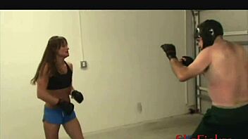 Cindy takes on headgear guy in brutal MMA fight