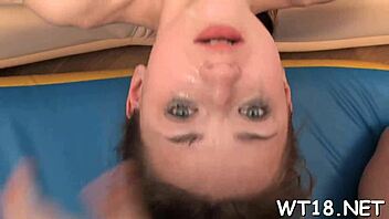 Beautiful woman moans with pleasure while being fucked sideways hardcore sex video
